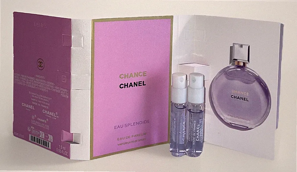2 X Chanel Chance Eau Splendide Vial Sample Perfume Spray 1.5ml/0.05oz 2025 New