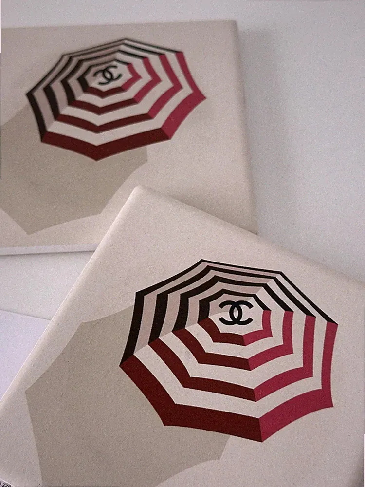Chanel Coasters Set of 2 Rare Striped Umbrella Chanel Été – Summer 2019